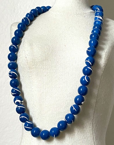 Vintage perlenkette blau - vintage,
