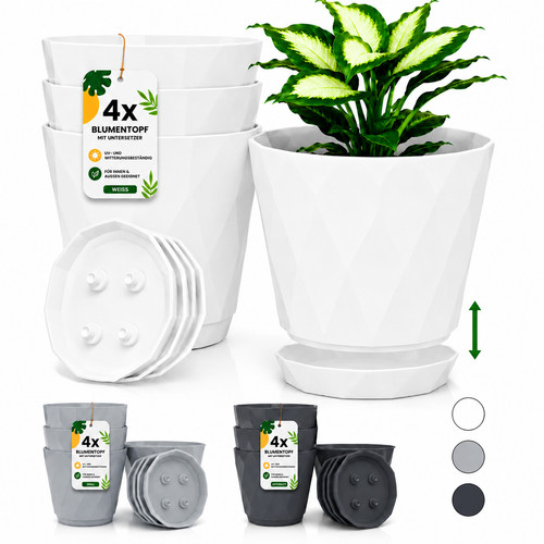 Blumentopf mit untersetzer - 4x,