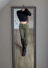 Tally Weijl Hose Cargohose Cargo XS 34 Damen high-waist grün olive khaki