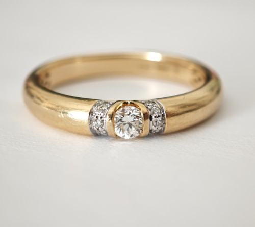 Diamant ring 585 gold - ring, solitär