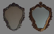 Alter Spiegel Handarbeit Holz rot golden Art Barock Wandspiegel TOP