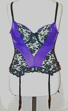 Original lila schwarz DDR sexi Mieder Korsage Korsett Strapse Strumpfhalter 80 B