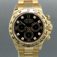 Rolex Daytona 116508 UNGETRAGEN Schwarz 18k Gold Diamanten Blatt