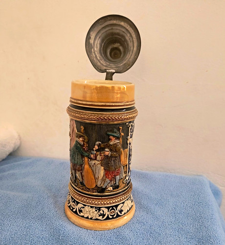 Steingut bierkrug l mit - steingut,