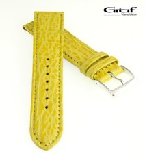 Graf echt Haifisch Uhrenarmband Modell Ozean gelb 16 mm, Handarbeit