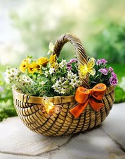 Pflanzkorb mit Solar-Schmetterlingen,Outdoor-Pflanztopf für Blumen oder Kräuter