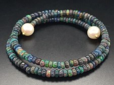 ARMREIF 925/-SILBER VERG. MIT KRISTALLOPAL BEH. & SWZP  TERRA OPALIS SCHMUCKJAGD