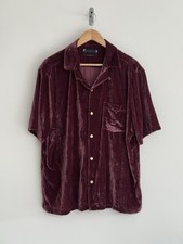 Allsaints "Runa" Kurzarm Shirt Velour Samt Finish Mars Rot XL / Relaxed 