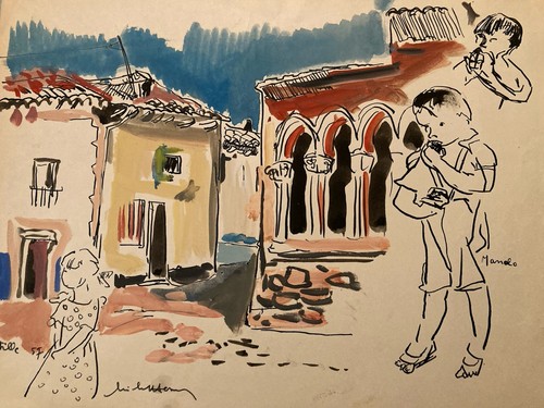 Gemälde gouache michel henry - michel,
