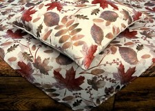 Tischdecke Herbst Blätterdruck Läufer Kissen Creme-bunt-gold Leinenoptik 2307