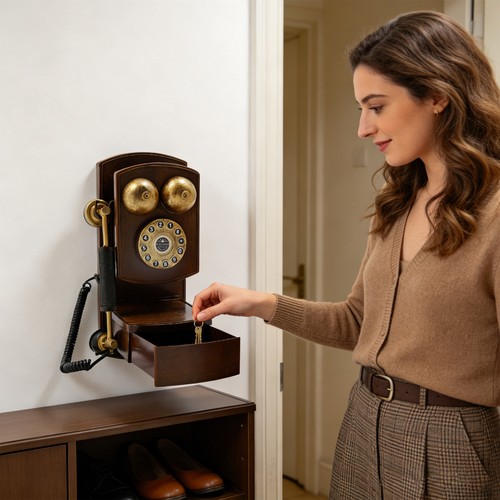 Vintage rotary dial telefon - vintage,