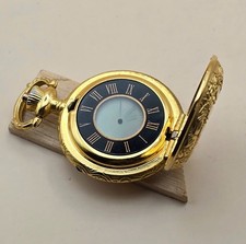 Vergoldete Vintage-Taschenuhr aus Sammlung mit Sichtfenster Quarz neue Batterie