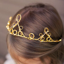 Goldene LED Krone Diadem Haarreif Tischdeko Geburtstagskrone Prinzessin gold