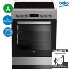 Beko FSM67320GXS Elektro-Herd mit Glaskeramik-Kochfeld Geschirrwagen 2ML