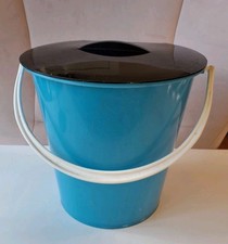 DDR Windeleimer Eimer blau , schwarzer Deckel   Abfallsammler Plaste 