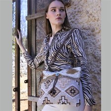 Canvas Tasche Kuhfell Western Boho Fransen Festivaltasche Vintage Ethno Ibiza