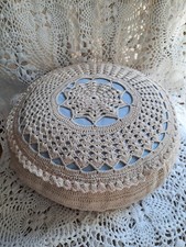 Wunderschönes altes Boudoir Sofa Kissen gehäkelt Shabby Chic Brocante Deko