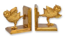Paar Buchstützen Eule aus Kunstharz Replikat Retro Design Dekoration