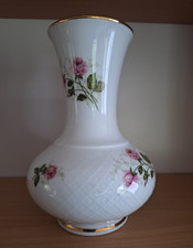 Vase Seltmann Weiden Annabell rosa Rosen,  Goldrand, 19,5 cm, vintage, retro