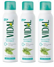 VIDAL WHITE MUSK 3 x 150ml Deodorant Muschio Bianco ASCIUTTO INVISIBILE 48H