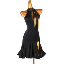 Latino salsa Kleid TanzKleid LatinaKleid Latein Kleid Turnierkleid#F592 Schwarz