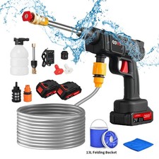 200Bar Akku Hochdruckreiniger + 2 Akkus Auto Mobiler Druckreiniger Spritzpistole