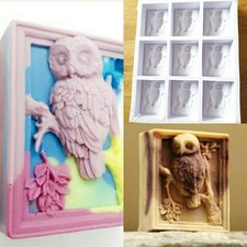 9er Gieß Form Silikonform Schleiereule Eule Uhu top Qualität für Seife Gips etc.