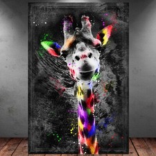 LEINWAND BILD ER XXL POP ART ABSTRAKT GIRAFFE BUNT AFRIKA GRAFFITI TIER WANDBILD