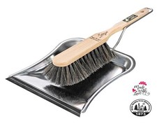Kehrgarnitur Edelstahl Rosshaar Premium 2 Zonen Besen & Schaufel Gummilippe