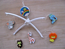 Kinder-Bettchen-Spieluhr Tiere 90er Jahre, Musik-Spieluhr drehend