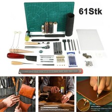 61tlg Leder Werkzeug Ledernadel Stiching Craft Nähen Locher Schnitzen Handwerk·