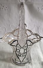 Duncan & Miller Brautkorb, Glas mit Silver Overlay, Bodenmarke PAT D, 30er-40er