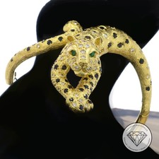 Wert 13.850,- Massiver Leopard Saphir Brillant Armreif 750 Gold Handarbeit xxyy