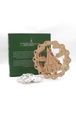 Fensterbild Kirche mit Licht aus Holz, Weihnachten, Erzgebirgische Volkskunst