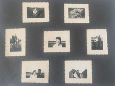 7 x kleine Foto auf Pappe - Luftwaffe Soldat mit mit Dame - Goldap 2.WK