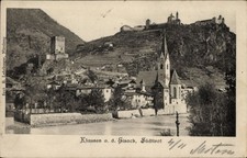 Ak Klausen Chiusa d'Isarco Südtirol, Burg, Kirche, Fluss, Berge,  - 4879258