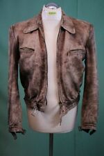Ur-alte Leder Jacke 46/S vintage Herren braun Biker Handarbeit Kürschner echt