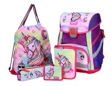 Einhorn Schulranzen SET 5 teilig Schultasche Tornister Mädchen MIT BLINK LED