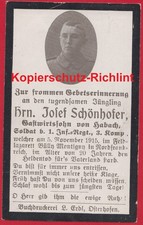 org Sterbebild: 1.WK Soldat 1.Inf.-Regt 3.Komp 5.11.1915 Lazarett Billy-Montigny