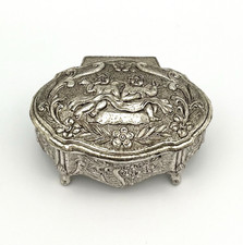 Vintage Schmuckschatulle Antik Engel Putten Silber Kästchen Deckeldose RAR #3427