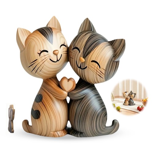 Holzskulptur katze dekofiguren - holzskulptur,