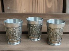 3x Antik Frieling  Becher Zinn