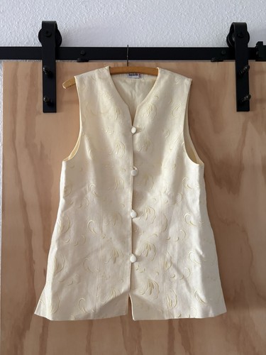 Damen leinenmix weste hellgelb - damen,