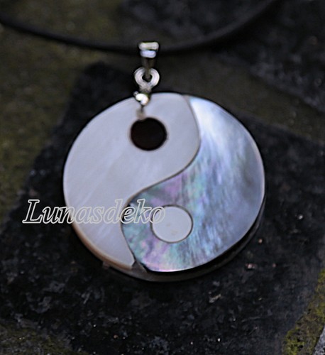 Yin yang anhänger perlmutt - yin, &