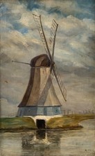 Ölbild Maritim Windmühle am