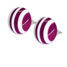runde Ohrstecker Ohrringe farbig gestreift 1,4 cm Streifen marine blau rot lila 