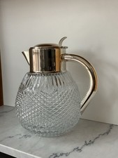 Kristall KARAFFE KRUG kalte Ente versilberte Beschläge Mit Glaskühler Einsatz