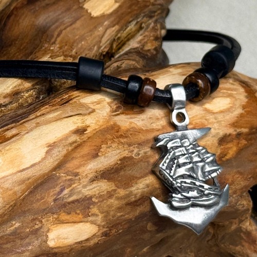 Surfer chain necklace leather - surfer,