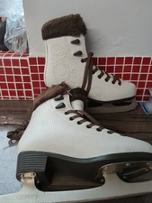 Oxelo Schlittschuhe Eiskunstlaufschuhe braun Fell flauschig Schlittschuhe seltene Farbe Größe 4 UK