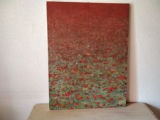 Ölgemälde auf Leinwand, Signiert und datiert Blumen Landschaft 